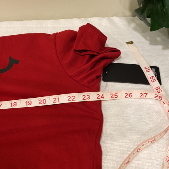 True Religion Red Dahlia Pier Logo Short Sleeve Tee NWT - Picture 7 of 8
